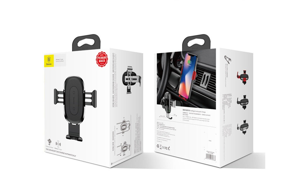 Gravity Bracket Wireless Charging Car Mount β 2-in-1 Charger & Phone Holder