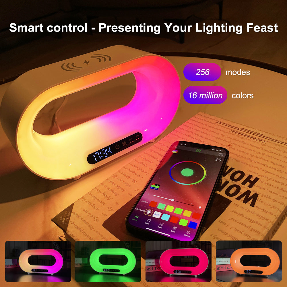 3-in-1 Smart LED Night Light β Wireless Charger & Alarm Clock