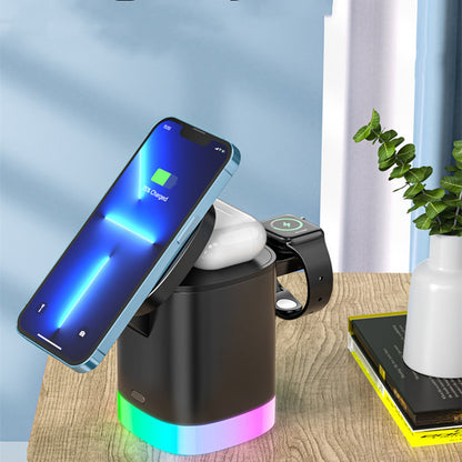 3-In-1 Magnetic Wireless Fast Charger with RGB Ambient Light