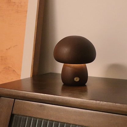 Wooden Mushroom LED Night Light – Cozy Bedside Lamp