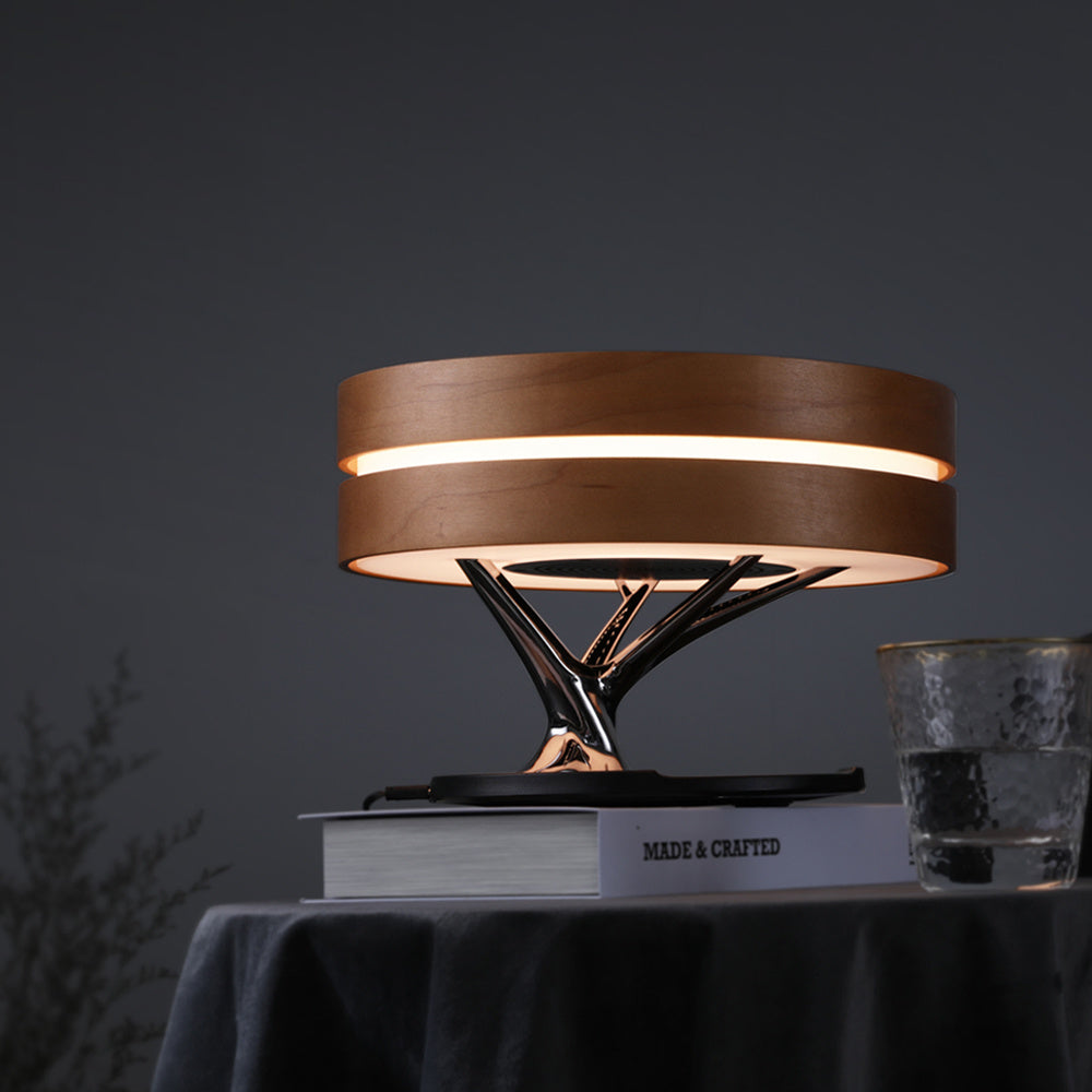 Round Bluetooth Speaker Bed Lamp with Wireless Charging