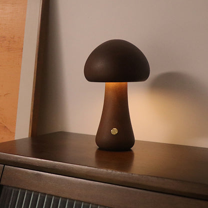 Wooden Mushroom LED Night Light – Cozy Bedside Lamp