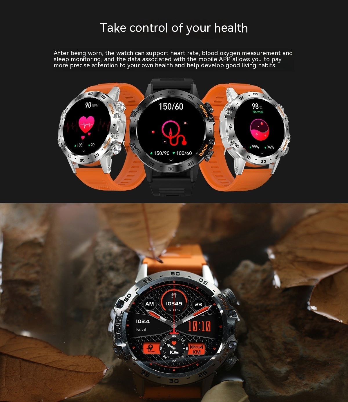 Smart Watch Multi-Function Outdoor Sports Watch with Heart Rate & Blood Oxygen Monitoring