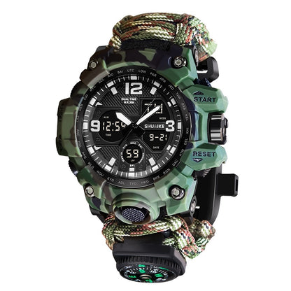 🧭 Adventure Ready: Double Display Watch with Compass, Thermometer & Whistle! 🧭