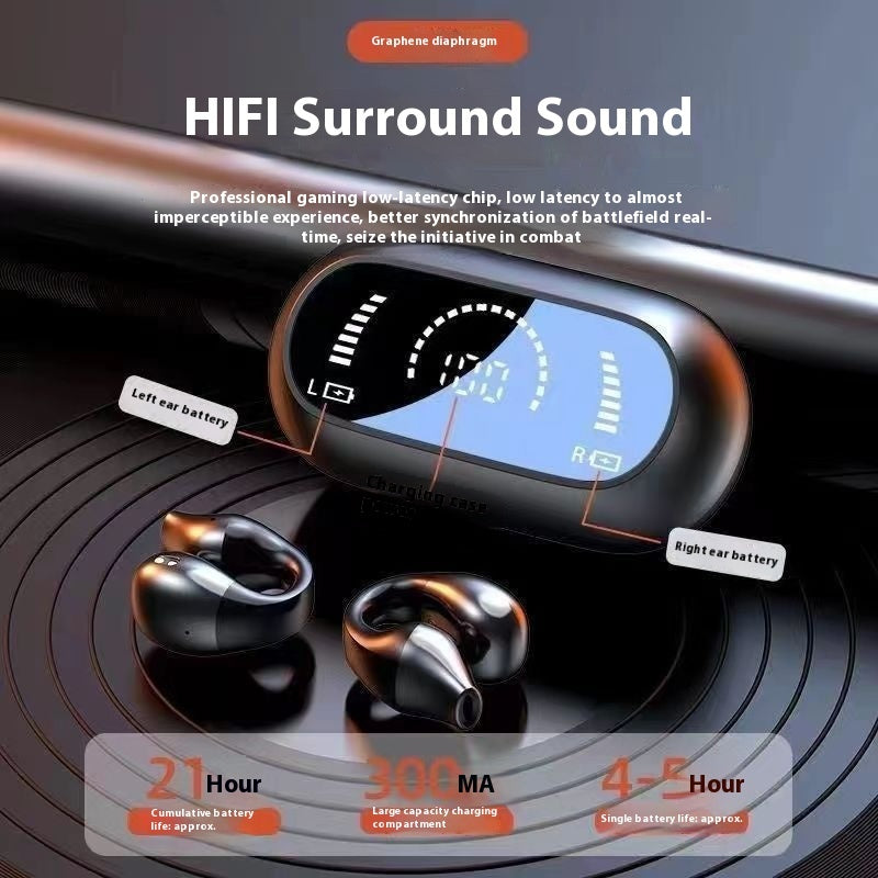 Ear Clip Bone Conduction Headphones - Bluetooth 5.2 Wireless HIFI Sports Headset