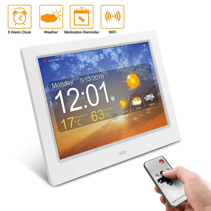 8-Inch Digital Clock & Photo Frame with High-Resolution Display