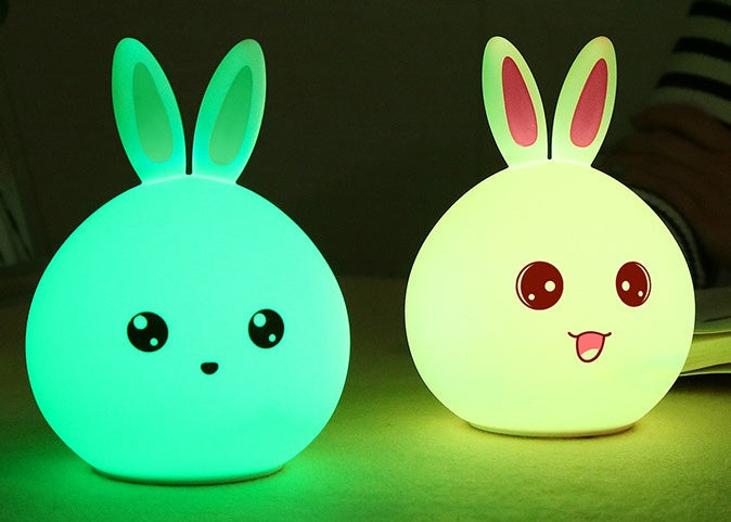 Cute Animal Rabbit Night Light - Silicone Touch Sensor LED Lamp