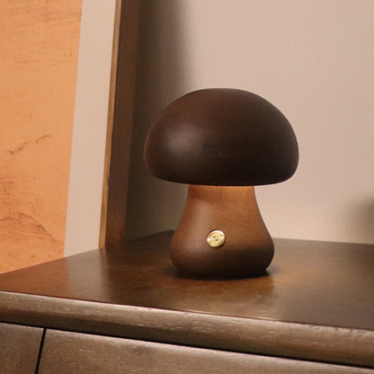 Wooden Mushroom LED Night Light – Cozy Bedside Lamp