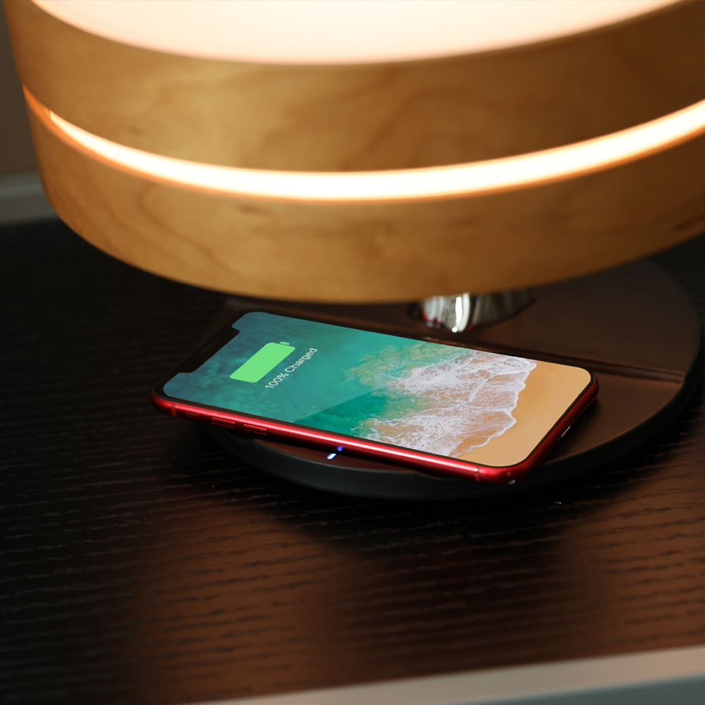 Round Bluetooth Speaker Bed Lamp with Wireless Charging