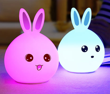 Cute Animal Rabbit Night Light - Silicone Touch Sensor LED Lamp