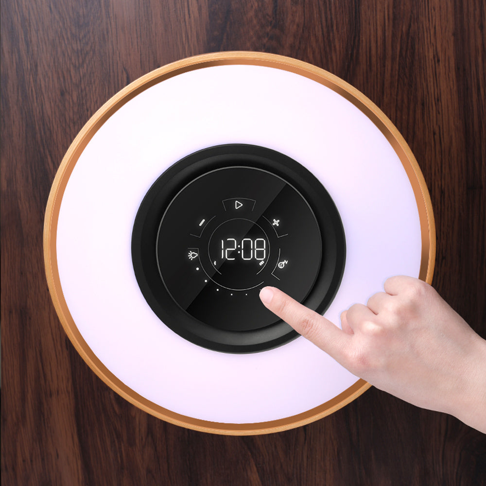 Round Bluetooth Speaker Bed Lamp with Wireless Charging