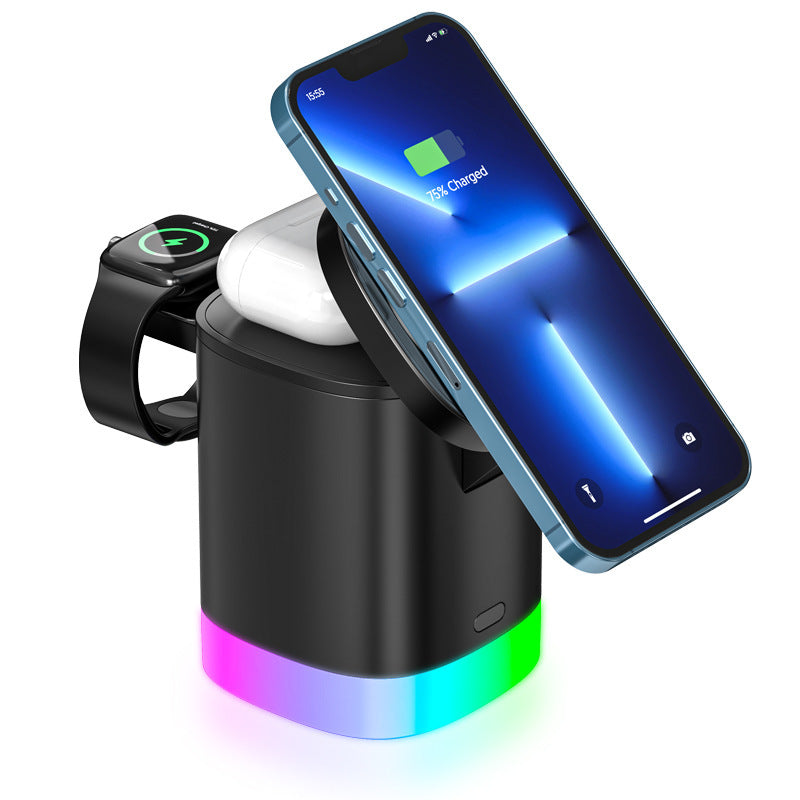 3-In-1 Magnetic Wireless Fast Charger with RGB Ambient Light