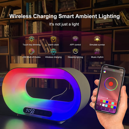 3-in-1 Smart LED Night Light – Wireless Charger & Alarm Clock