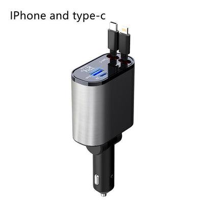 Metal Car Charger – 100W Super Fast Charging USB & Type-C Adapter