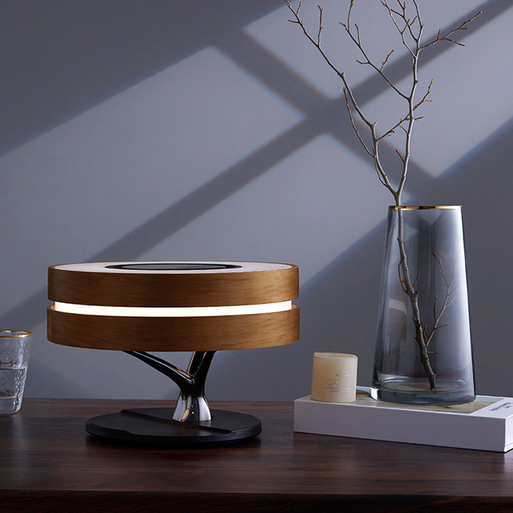 Round Bluetooth Speaker Bed Lamp with Wireless Charging