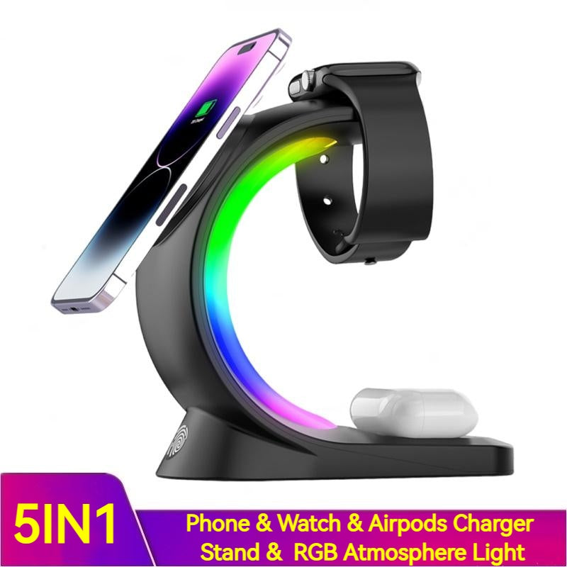 4-in-1 Magnetic Wireless Charger with RGB Atmosphere Light