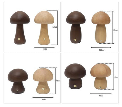 Wooden Mushroom LED Night Light – Cozy Bedside Lamp