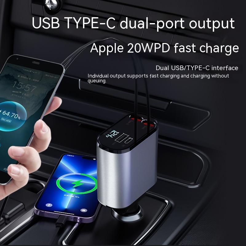 Metal Car Charger – 100W Super Fast Charging USB & Type-C Adapter