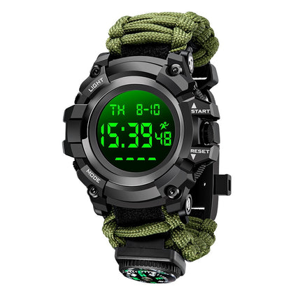 🧭 Adventure Ready: Double Display Watch with Compass, Thermometer & Whistle! 🧭
